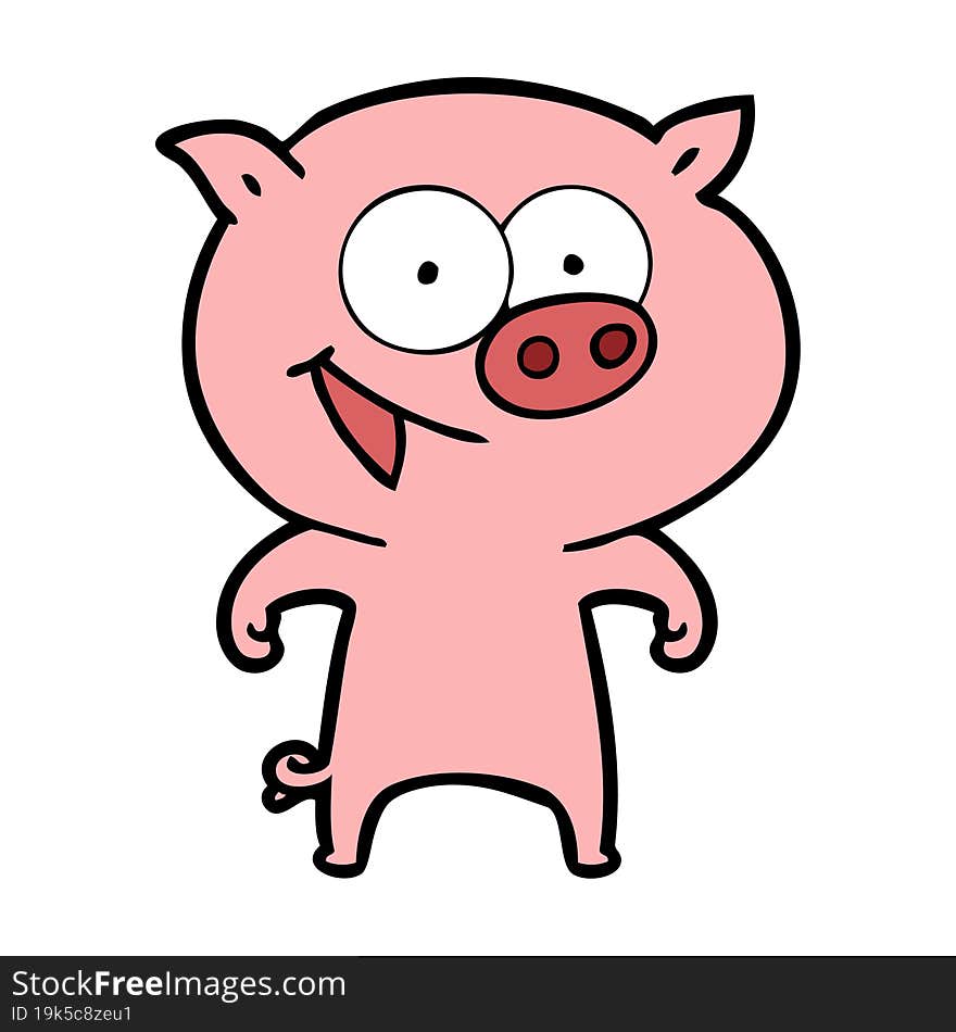 cheerful pig cartoon. cheerful pig cartoon