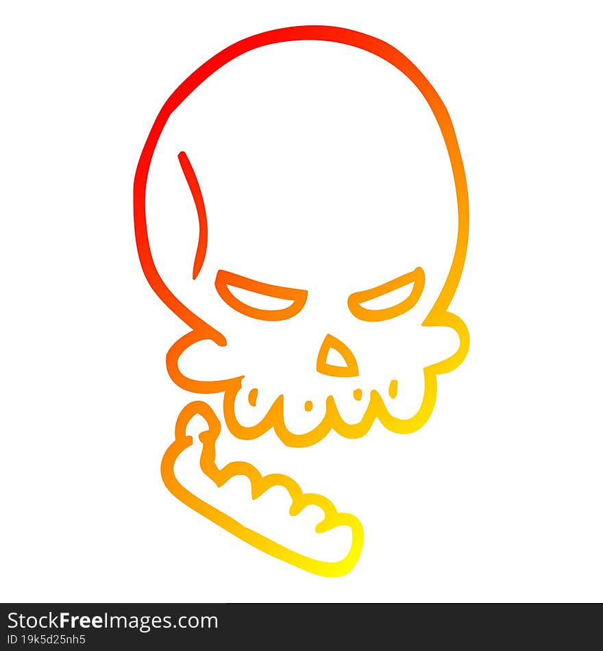 warm gradient line drawing cartoon halloween skull