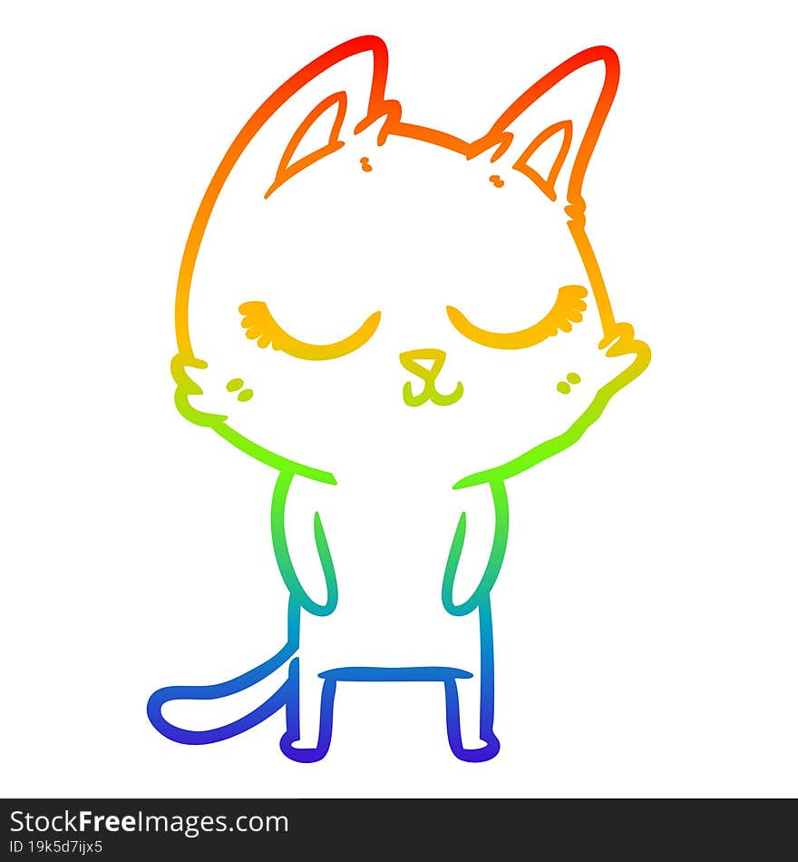 rainbow gradient line drawing calm cartoon cat