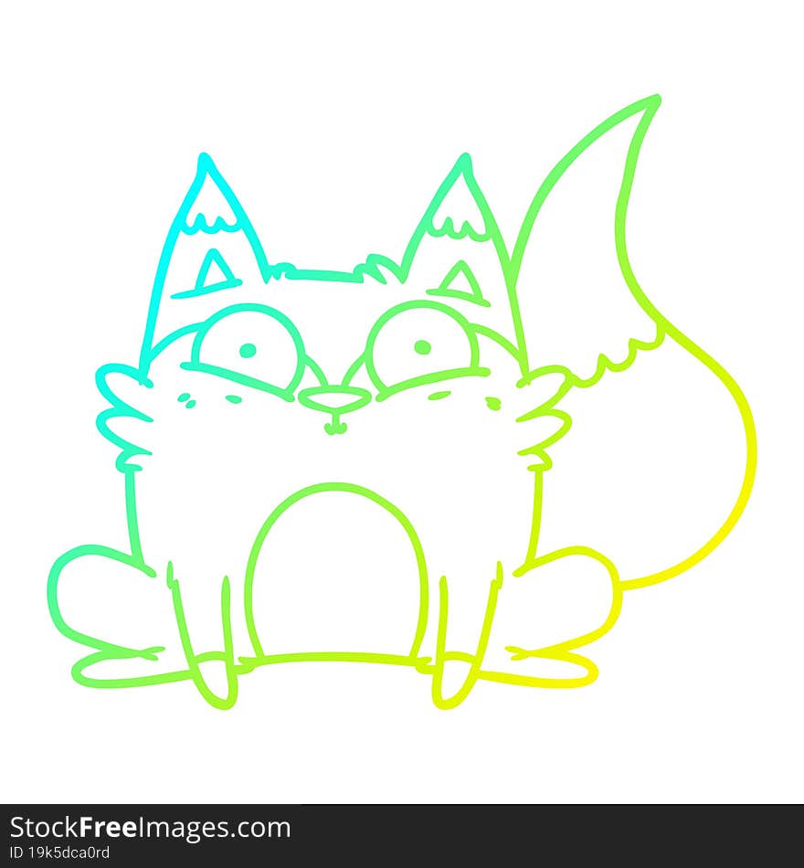 Cold Gradient Line Drawing Cartoon Startled Fox