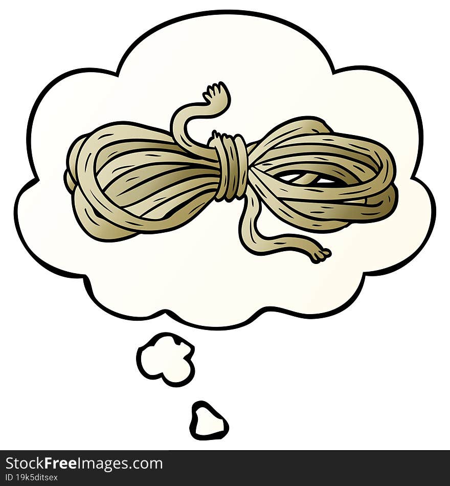 cartoon rope and thought bubble in smooth gradient style