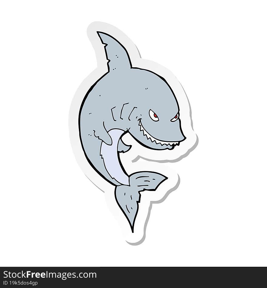 sticker of a funny cartoon shark