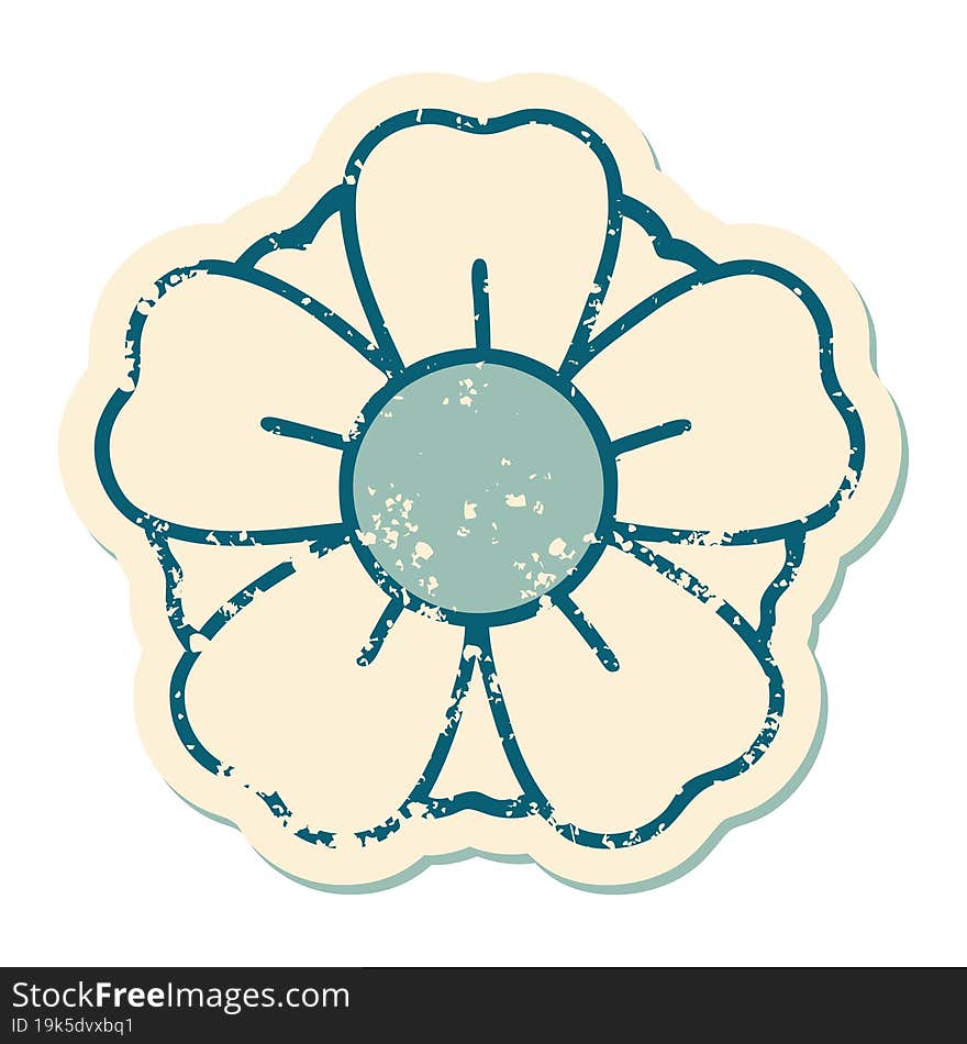 iconic distressed sticker tattoo style image of a flower. iconic distressed sticker tattoo style image of a flower