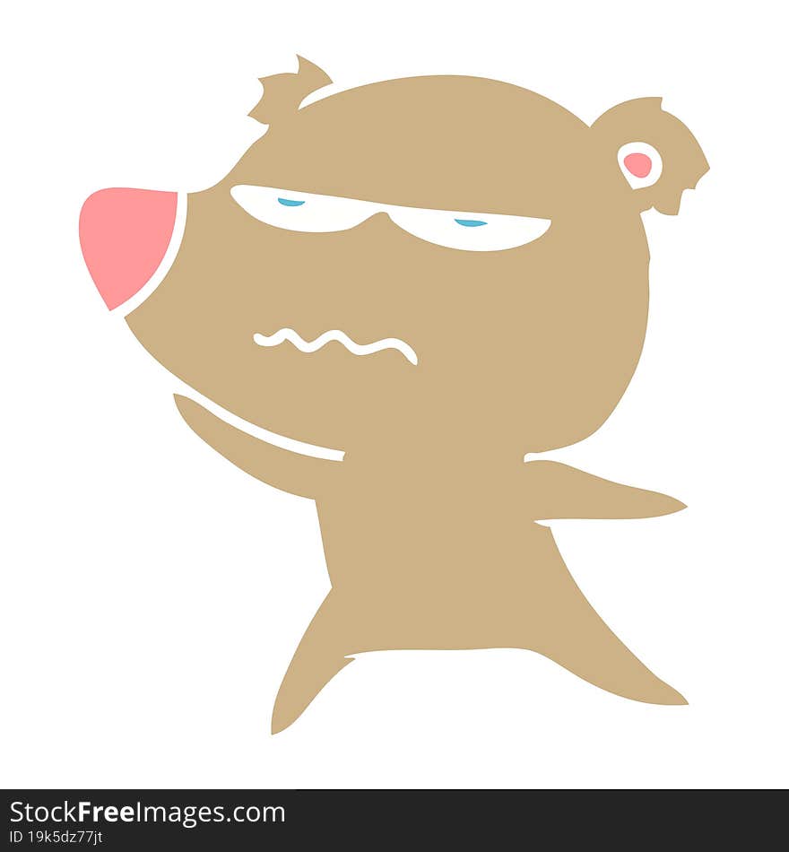 angry bear flat color style cartoon