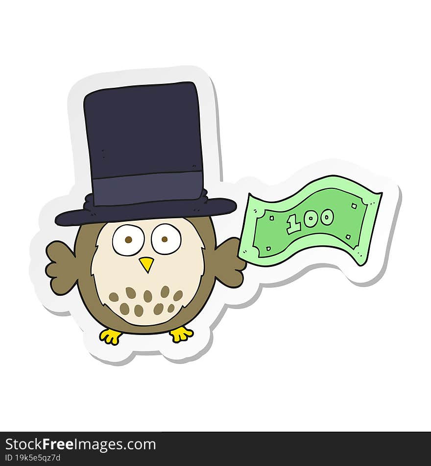 sticker of a cartoon rich owl