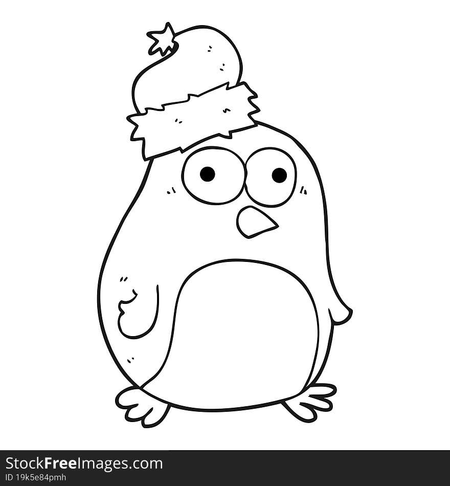 black and white cartoon penguin