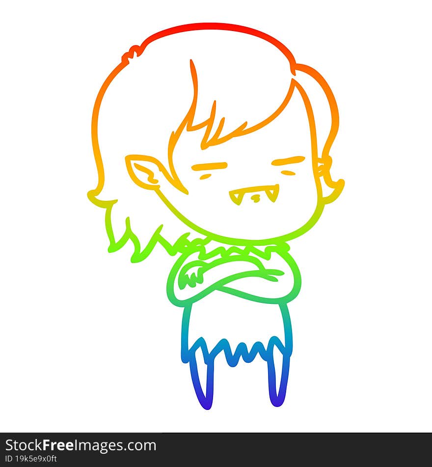 rainbow gradient line drawing cartoon undead vampire girl