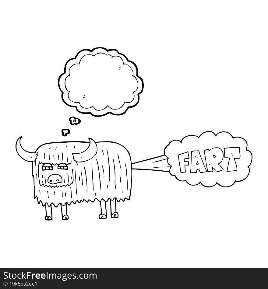 thought bubble cartoon hairy cow farting