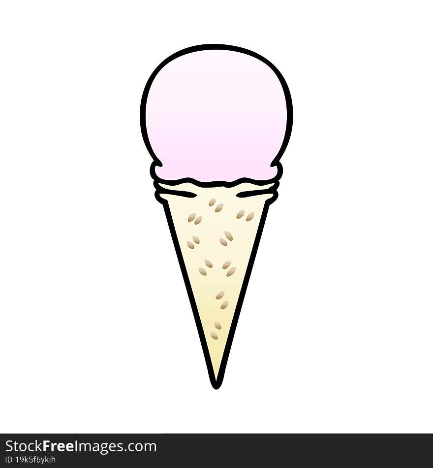 gradient shaded quirky cartoon strawberry ice cream cone. gradient shaded quirky cartoon strawberry ice cream cone