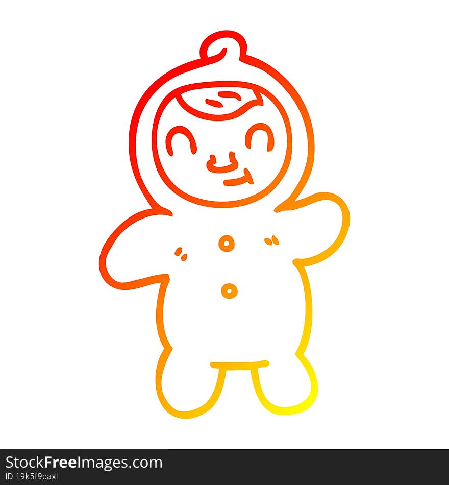 warm gradient line drawing of a cartoon human baby