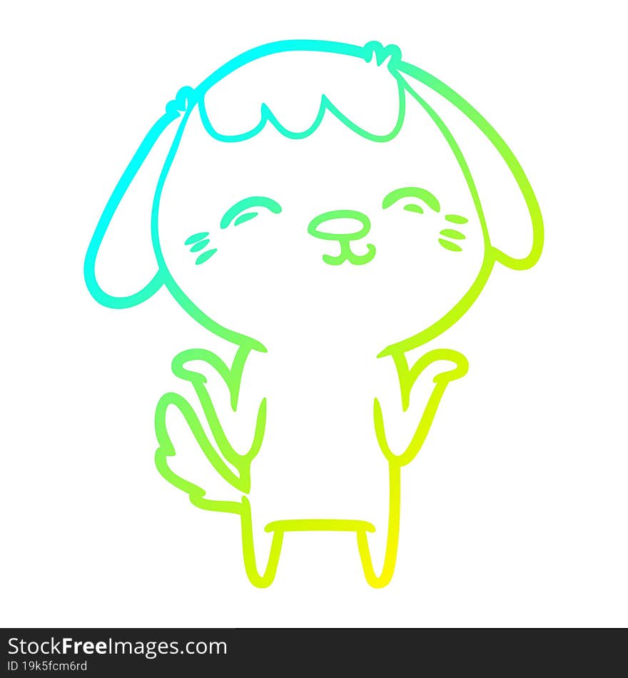 cold gradient line drawing happy cartoon dog