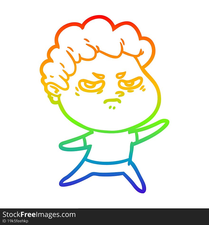 rainbow gradient line drawing cartoon angry man