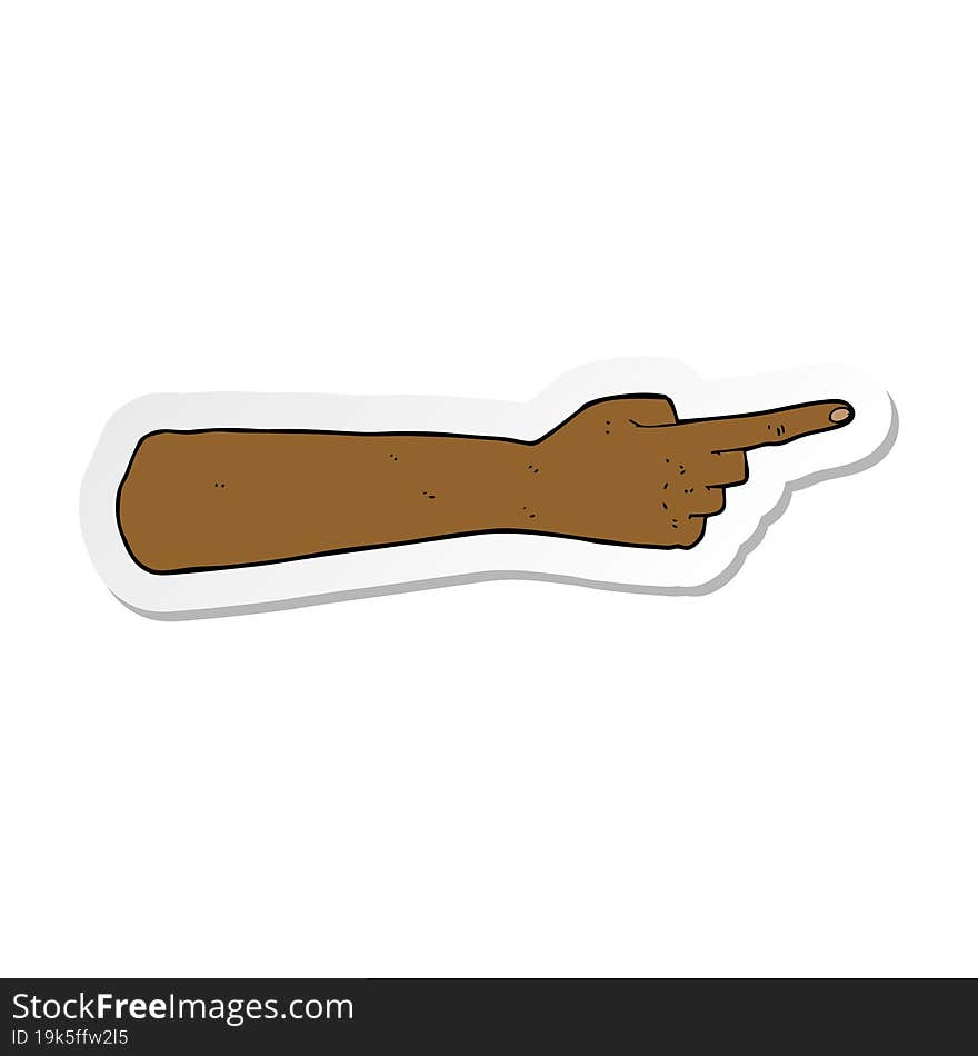 Sticker Of A Pointing Hand Cartoon