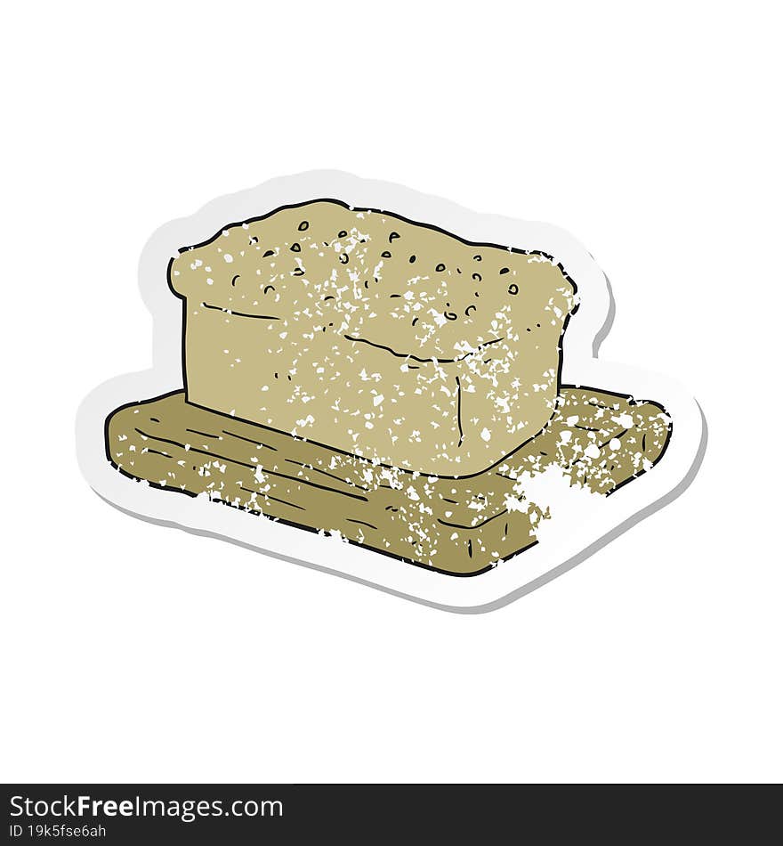 retro distressed sticker of a cartoon loaf of bread