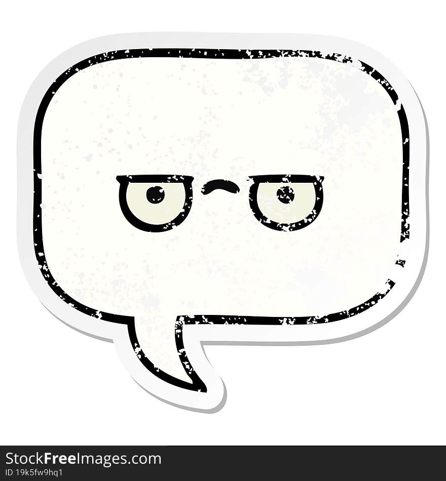 Distressed Sticker Of A Cute Cartoon Speech Bubble