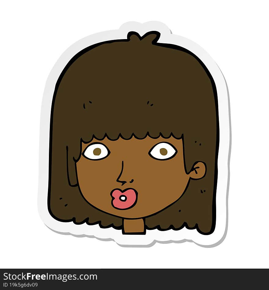 sticker of a cartoon surprised woman