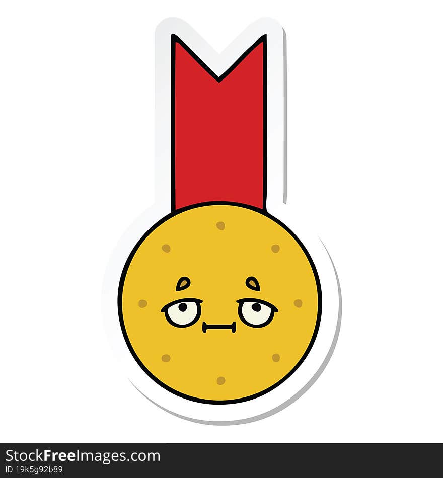 Sticker Of A Cute Cartoon Gold Medal