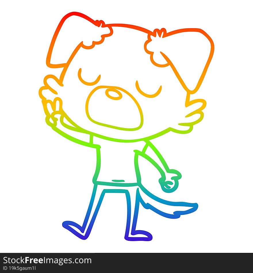 rainbow gradient line drawing of a cartoon dog