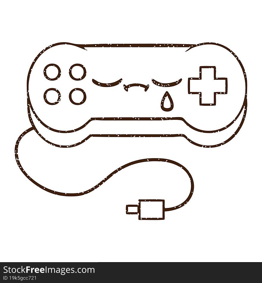 Game Controller Charcoal Drawing