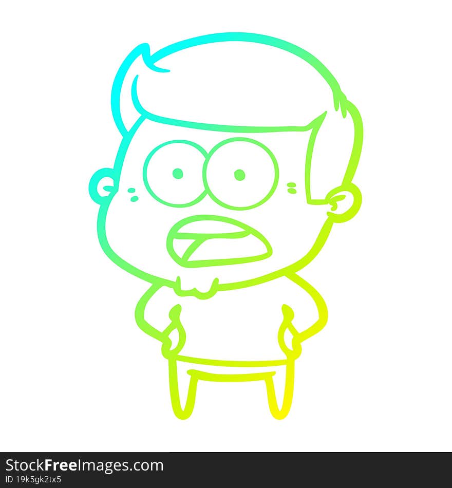 Cold Gradient Line Drawing Cartoon Shocked Man