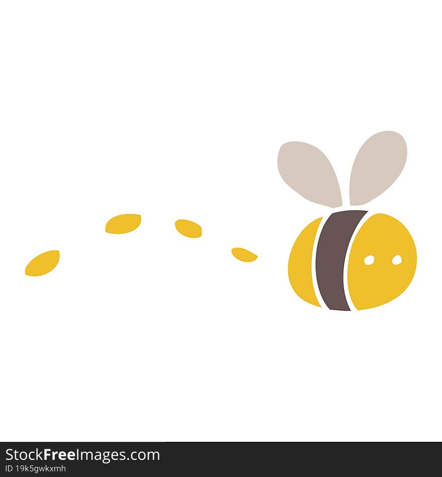 flat color illustration cartoon buzzing bee