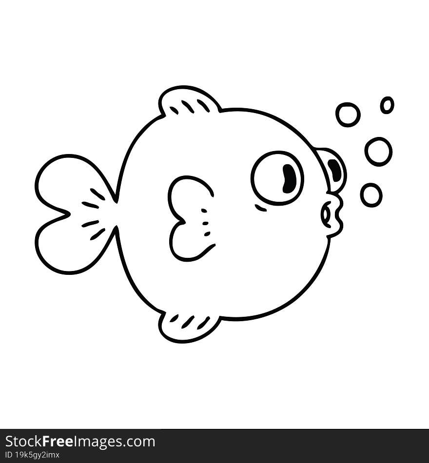 quirky line drawing cartoon fish