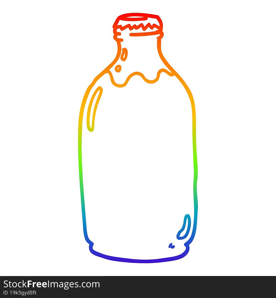 rainbow gradient line drawing cartoon milk bottle