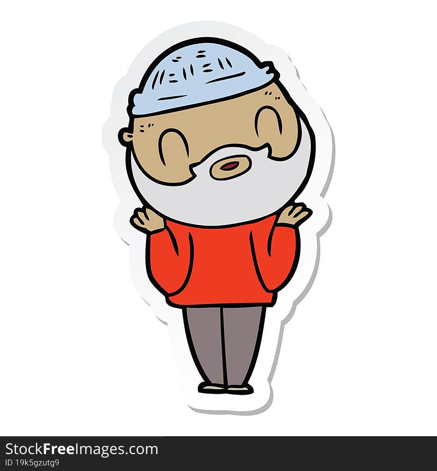 Sticker Of A Cartoon Bearded Man