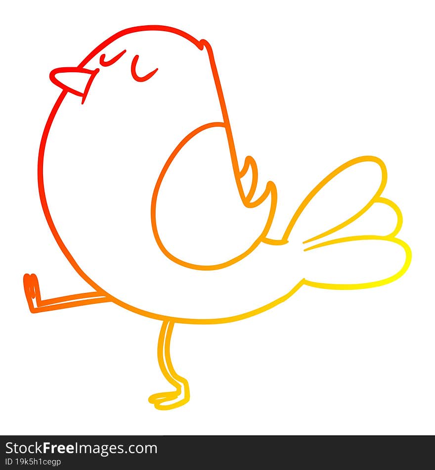 warm gradient line drawing cartoon bird