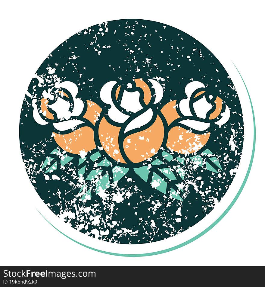 iconic distressed sticker tattoo style image of a bouquet of flowers. iconic distressed sticker tattoo style image of a bouquet of flowers