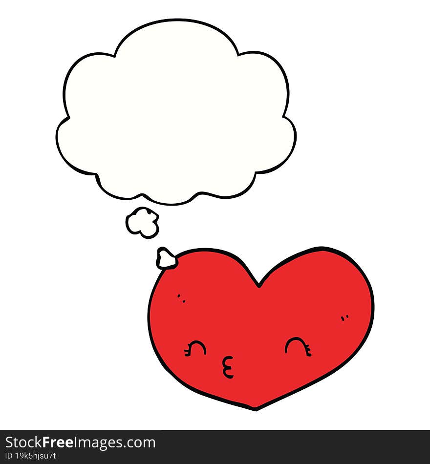 cartoon love heart and thought bubble