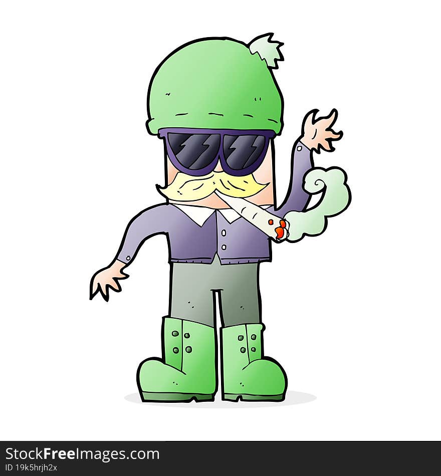 cartoon man smoking pot