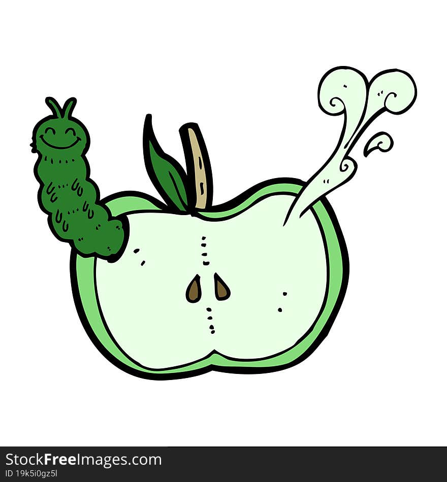 Cartoon Apple With Bug