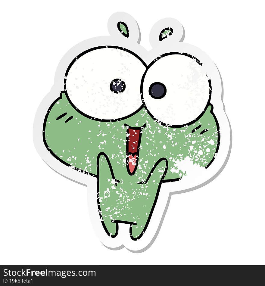 distressed sticker cartoon kawaii excited cute frog