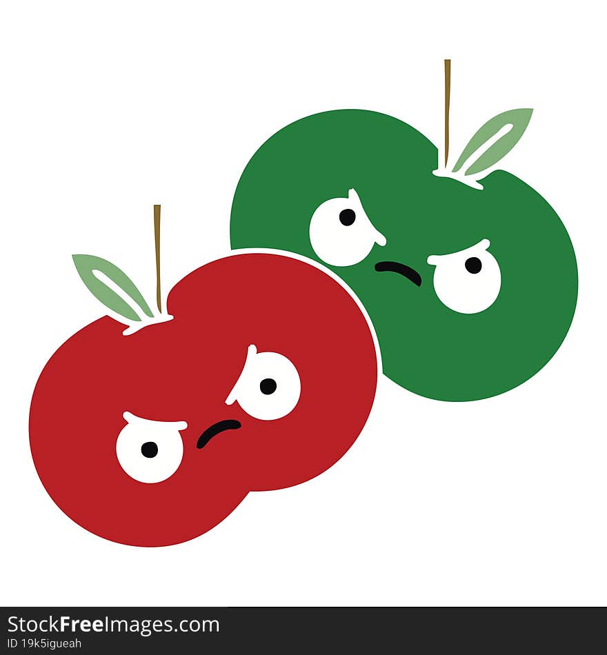 flat color retro cartoon juicy apple