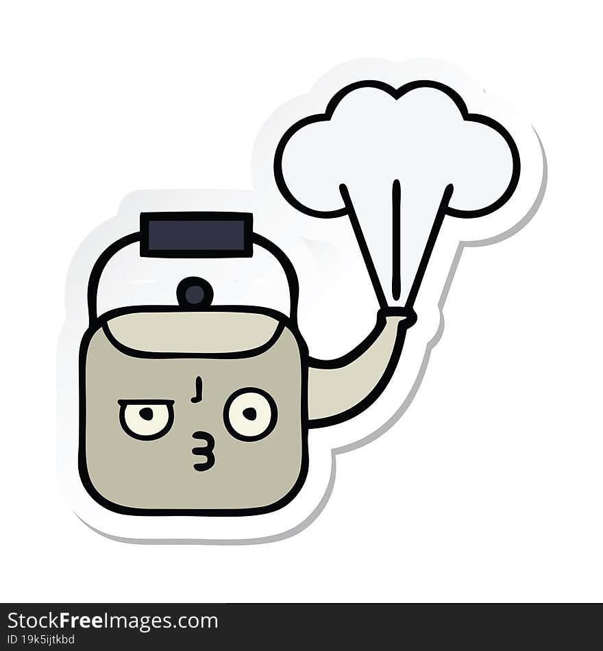 sticker of a cute cartoon steaming kettle