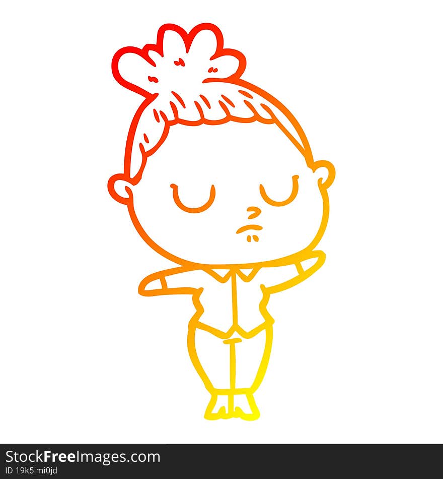 warm gradient line drawing cartoon calm woman