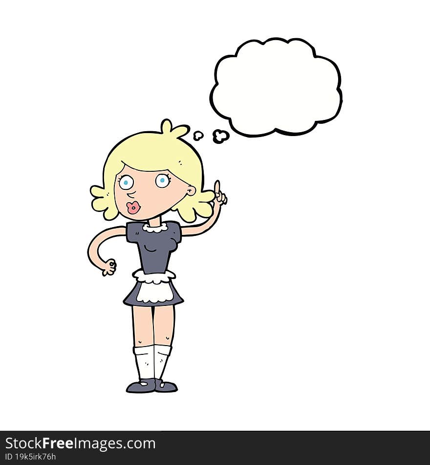 Cartoon Surprised Maid With Thought Bubble