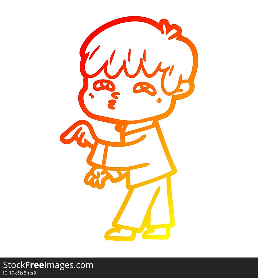 warm gradient line drawing cartoon curious man