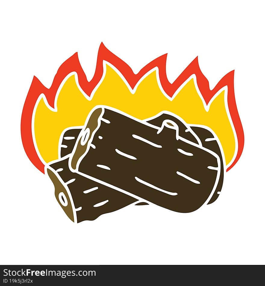 quirky hand drawn cartoon burning log