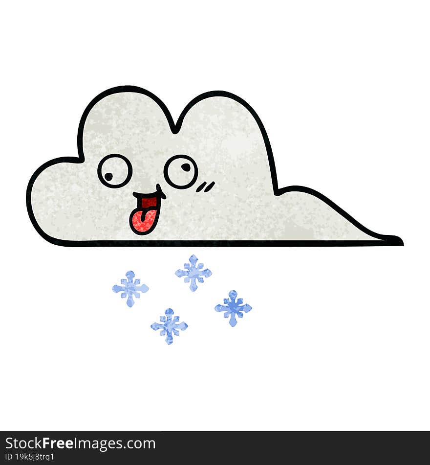 Retro Grunge Texture Cartoon Snow Cloud