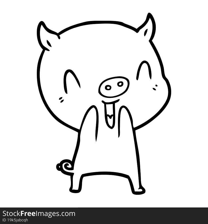 happy cartoon pig. happy cartoon pig