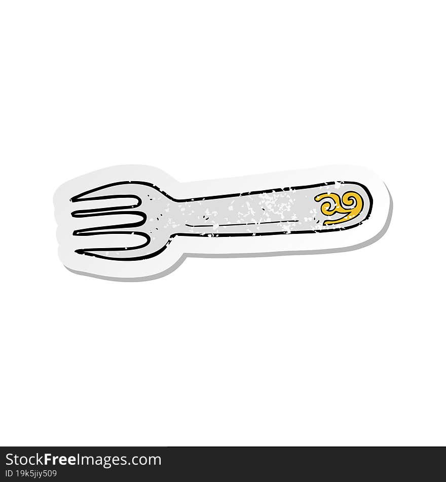 Retro Distressed Sticker Of A Cartoon Fork