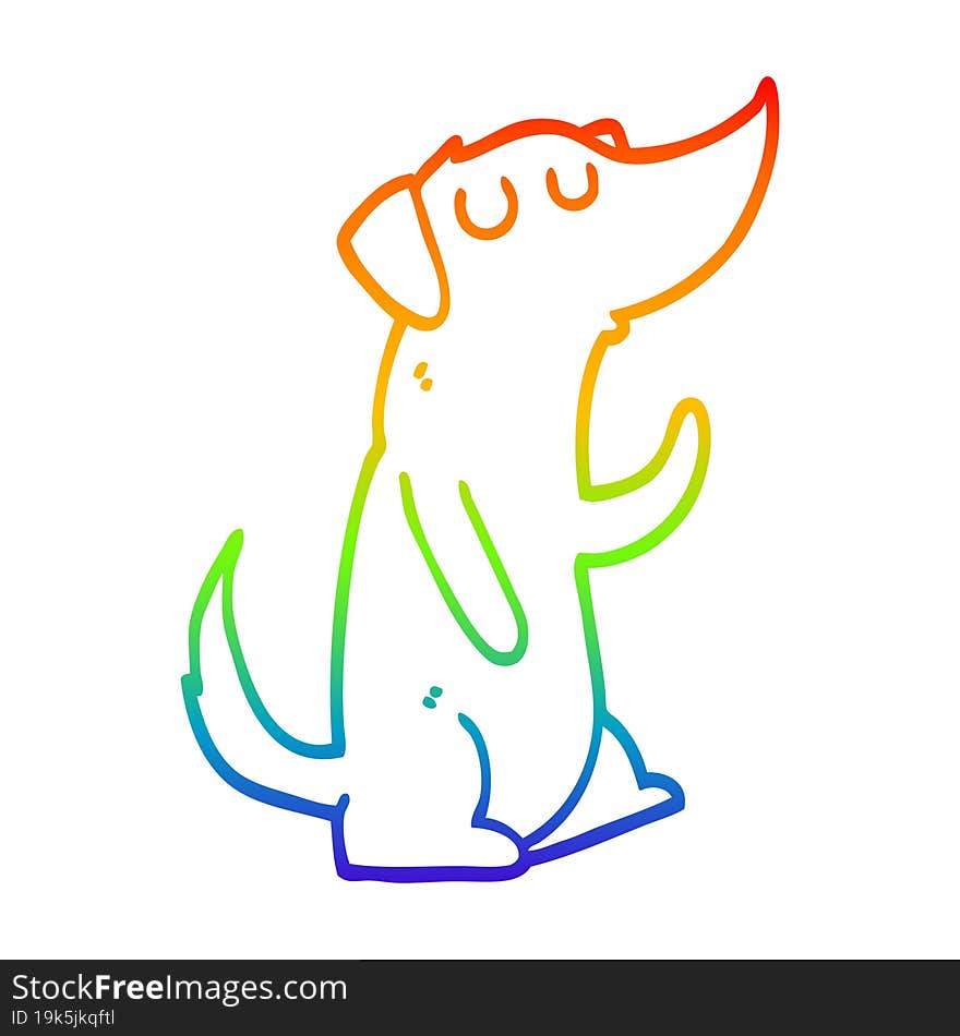 Rainbow Gradient Line Drawing Cartoon Dog