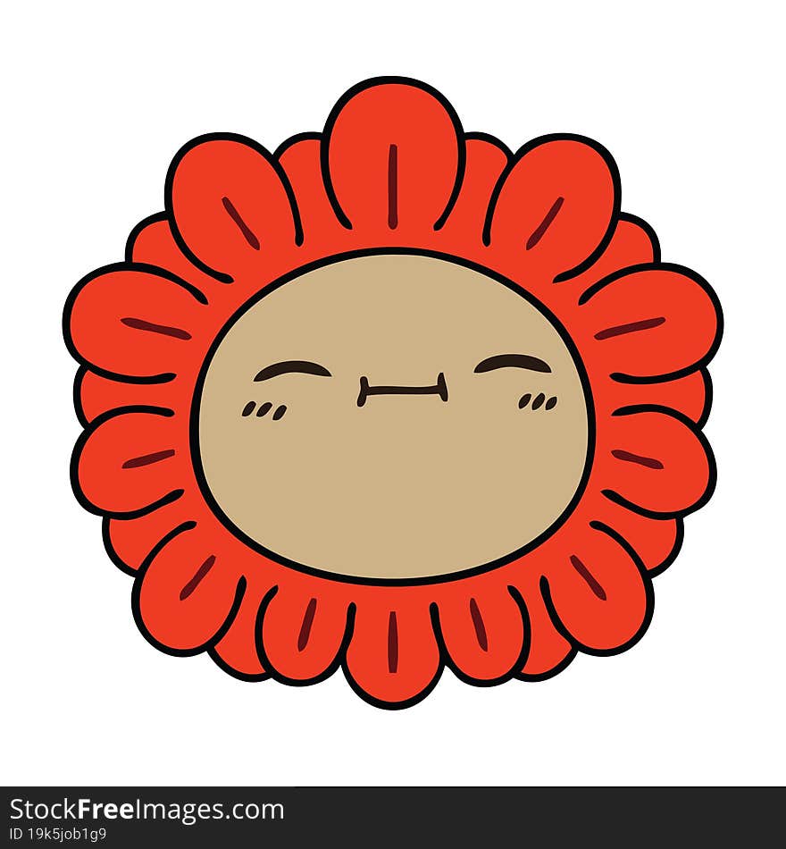 Quirky Hand Drawn Cartoon Flower