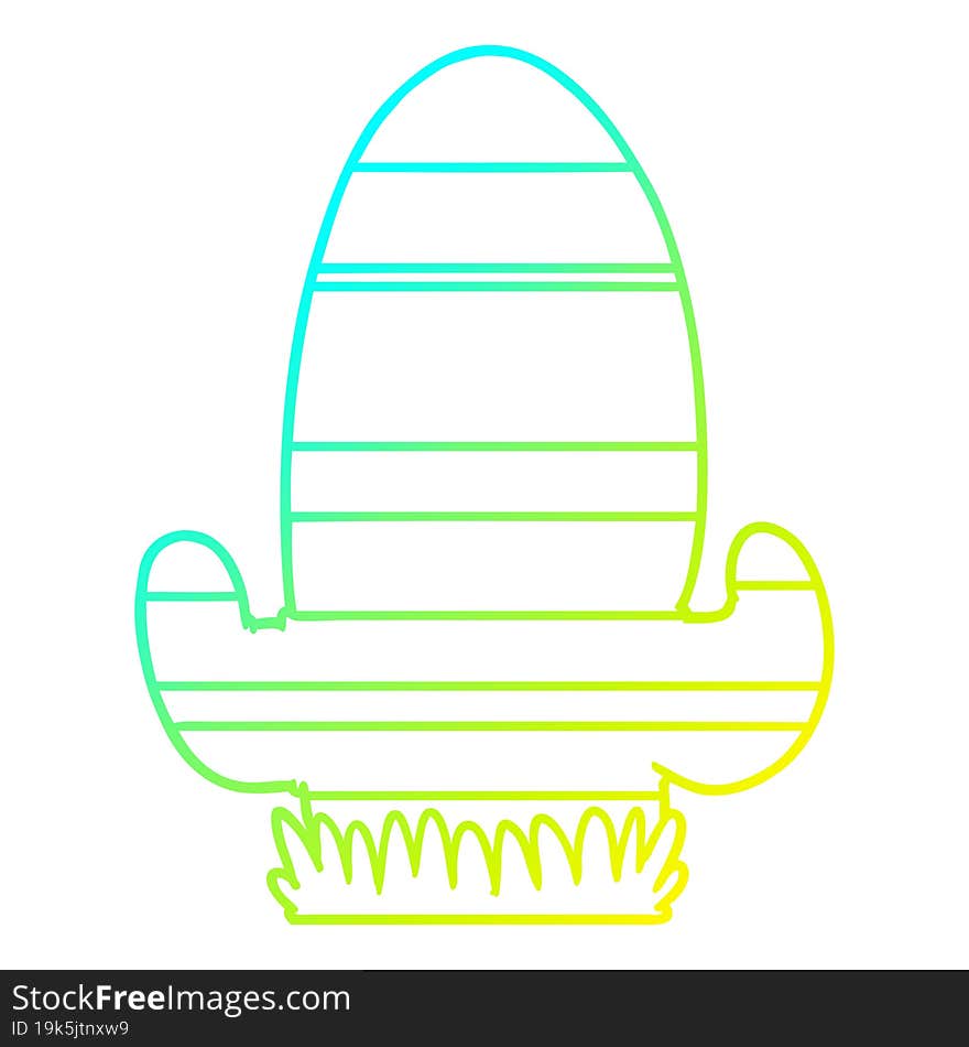 Cold Gradient Line Drawing Cartoon Cactus