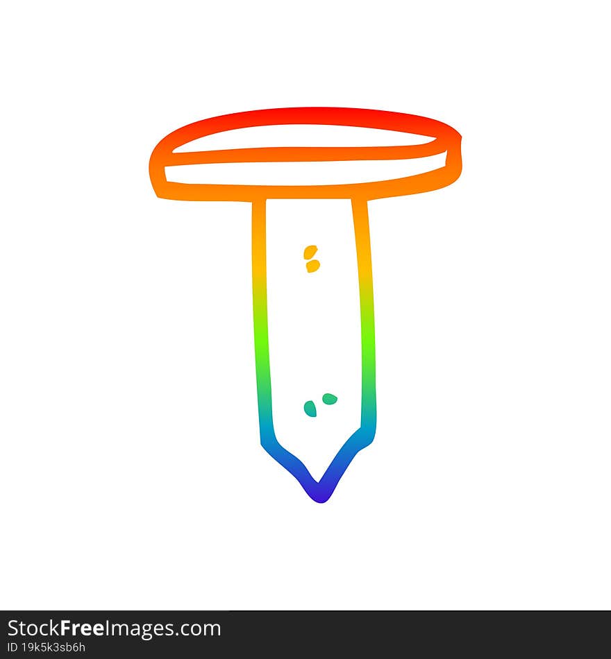 rainbow gradient line drawing of a cartoon iron nail