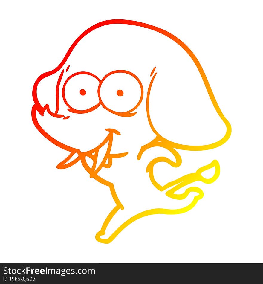 warm gradient line drawing happy cartoon elephant