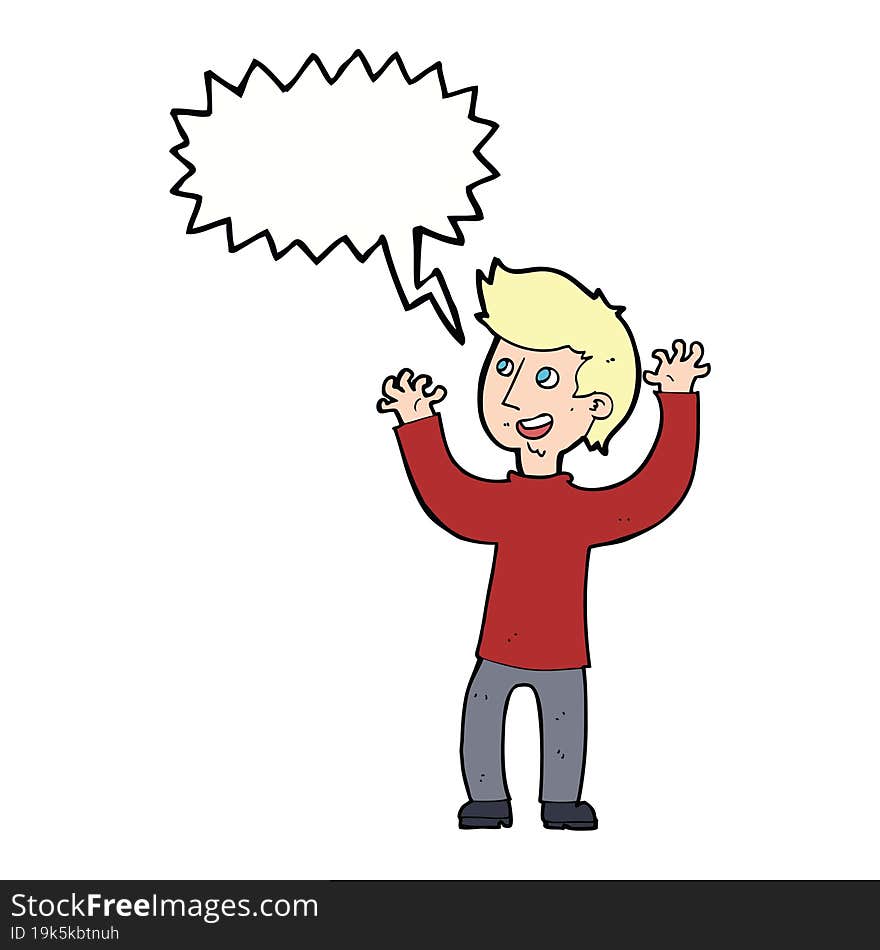 Cartoon Happy Man With Speech Bubble