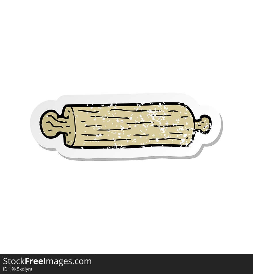 retro distressed sticker of a cartoon rolling pin